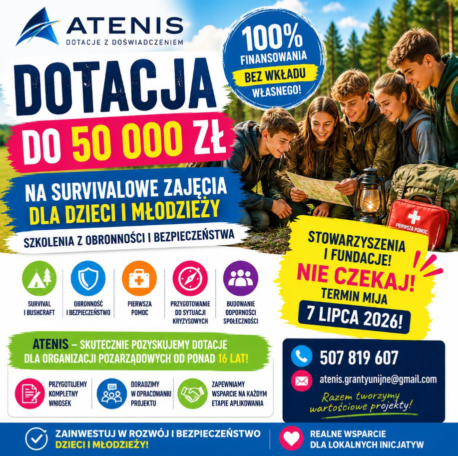 Możliwość uzyskania dotacji do 50 000zł na&nbsp;surwiwalowe zajęcia dla dzieci i&nbsp;młodzieży 