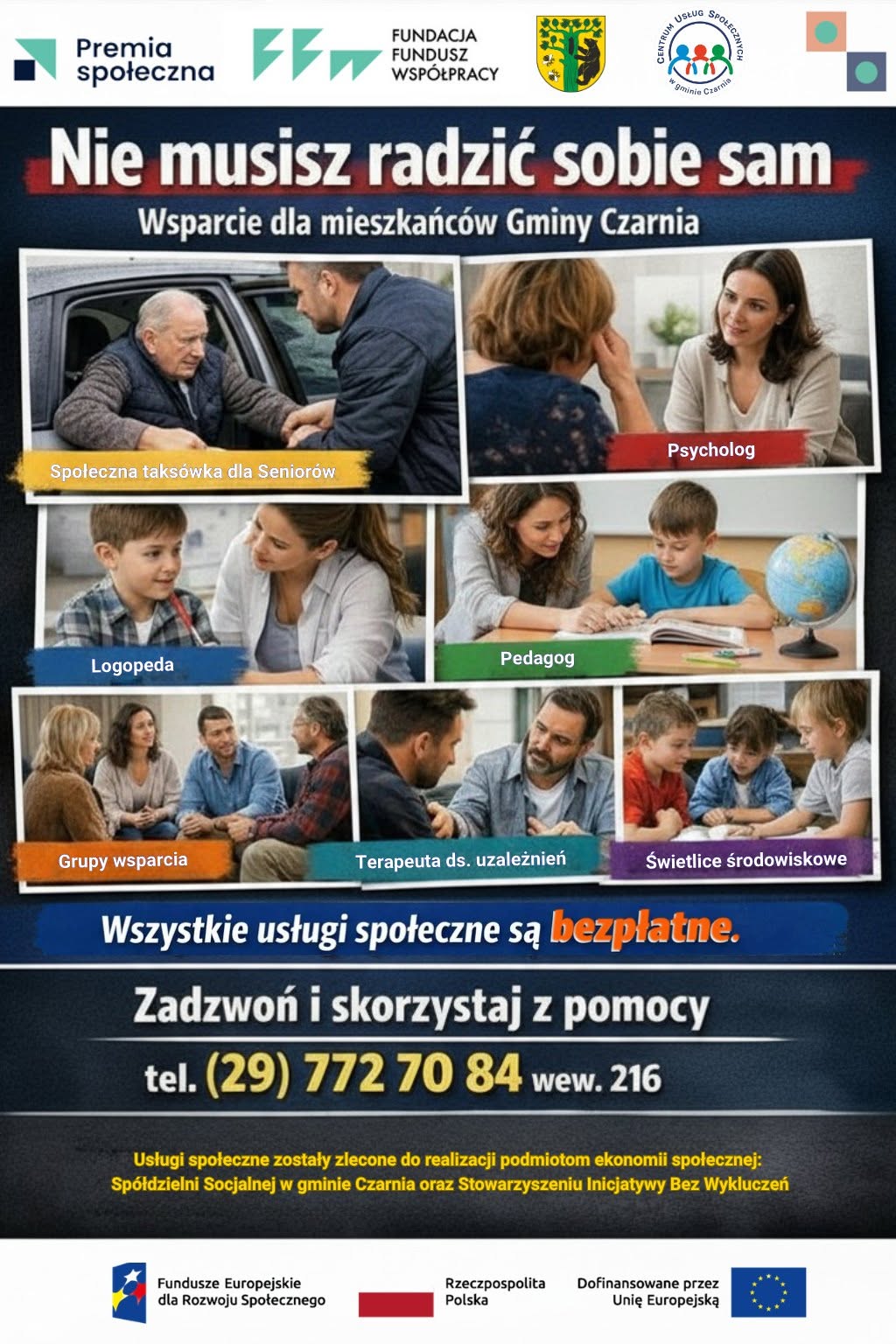 Nie musisz radzić sobie sam - Wsparcie dla mieszkańc&oacute;w Gminy Czarnia
