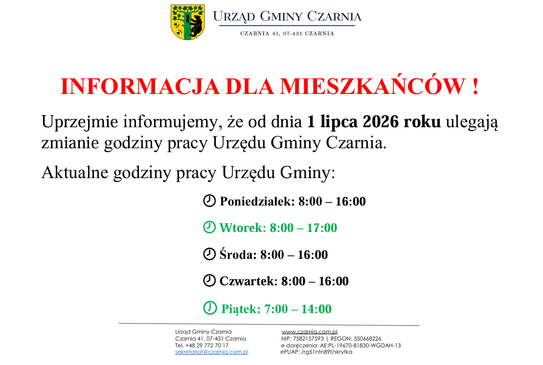 Informacja dla mieszkańc&oacute;w 