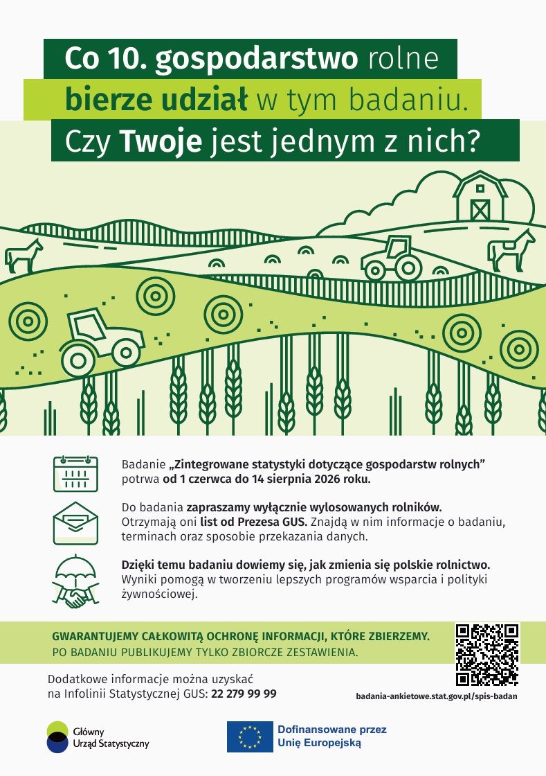  badanie statystyczne &bdquo;Zintegrowane statystyki dotyczące gospodarstw rolnych&rdquo; 